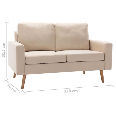 vidaXL Καναπές Διθέσιος Κρεμ Υφασμάτινος 130x76x82,5cm 1 τεμ.