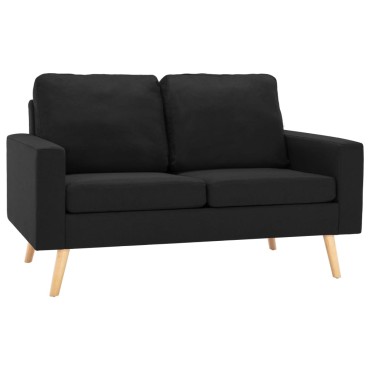 vidaXL Καναπές Διθέσιος Μαύρος Υφασμάτινος 130x76x82,5cm 1 τεμ.