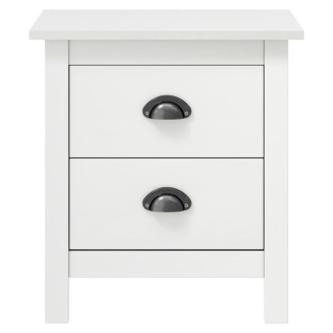 vidaXL Κομοδίνα Hill 2 τεμ. Λευκά 46x35x49,5cm από Μασίφ Ξύλο Πεύκου