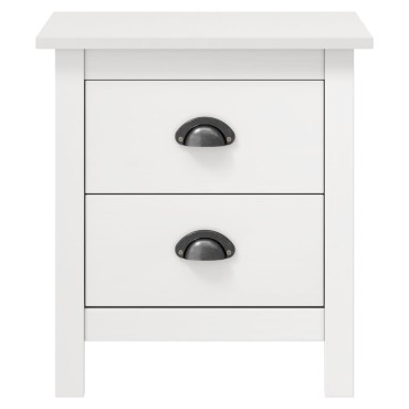 vidaXL Κομοδίνα Hill 2 τεμ. Λευκά 46x35x49,5cm από Μασίφ Ξύλο Πεύκου