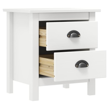 vidaXL Κομοδίνα Hill 2 τεμ. Λευκά 46x35x49,5cm από Μασίφ Ξύλο Πεύκου
