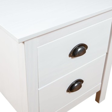 vidaXL Κομοδίνα Hill 2 τεμ. Λευκά 46x35x49,5cm από Μασίφ Ξύλο Πεύκου