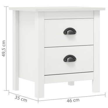 vidaXL Κομοδίνα Hill 2 τεμ. Λευκά 46x35x49,5cm από Μασίφ Ξύλο Πεύκου