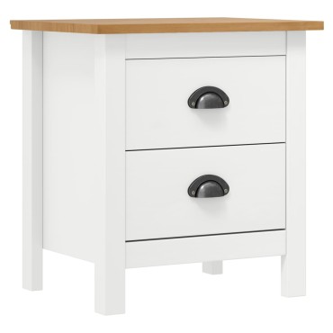 vidaXL Κομοδίνο Hill Λευκό 46x35x49,5cm από Μασίφ Ξύλο Πεύκου 1 τεμ.