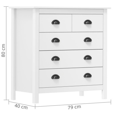 vidaXL Μπουφές Hill Λευκός 79x40x80cm από Μασίφ Ξύλο Πεύκου 1 τεμ.