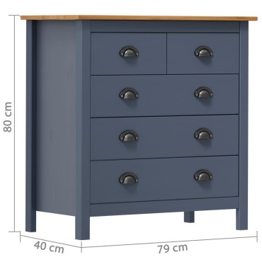 vidaXL Μπουφές Hill Γκρι 79x40x80cm από Μασίφ Ξύλο Πεύκου 1 τεμ.