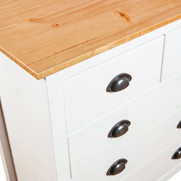 vidaXL Μπουφές Hill Λευκός 79x40x80cm από Μασίφ Ξύλο Πεύκου 1 τεμ.