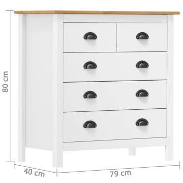 vidaXL Μπουφές Hill Λευκός 79x40x80cm από Μασίφ Ξύλο Πεύκου 1 τεμ.