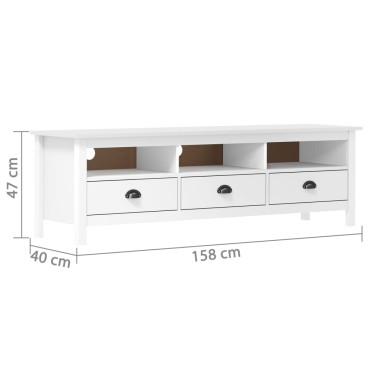 vidaXL Έπιπλο Τηλεόρασης Hill Λευκό 158x40x47cm Ξύλο Πεύκου
