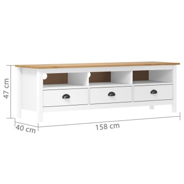 vidaXL Έπιπλο Τηλεόρασης Hill Λευκό 158x40x47cm Ξύλο Πεύκου
