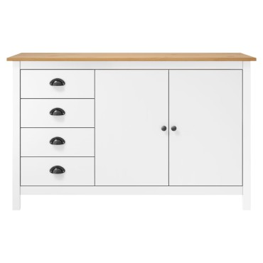 vidaXL Μπουφές Hill Λευκός 130x40x80cm από Μασίφ Ξύλο Πεύκου 1 τεμ.