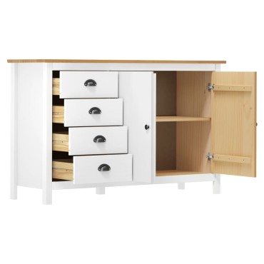 vidaXL Μπουφές Hill Λευκός 130x40x80cm από Μασίφ Ξύλο Πεύκου 1 τεμ.