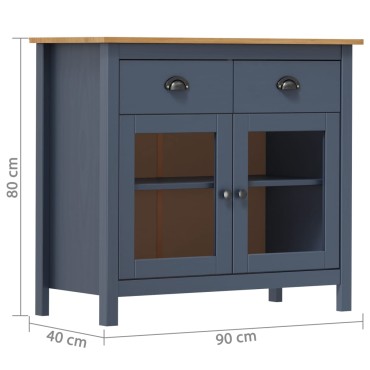 vidaXL Μπουφές Hill Γκρι 90x40x80cm από Μασίφ Ξύλο Πεύκου 1 τεμ.
