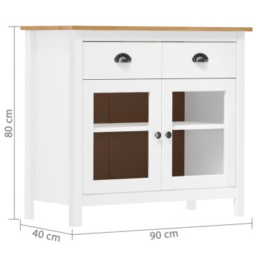 vidaXL Μπουφές Hill Λευκός 90x40x80cm από Μασίφ Ξύλο Πεύκου 1 τεμ.