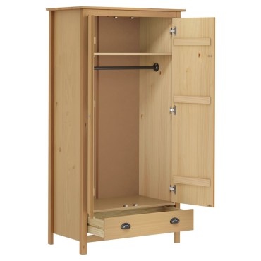 vidaXL Ντουλάπα Hill Δίφυλλη 89x50x170cm Μασίφ Ξύλο Πεύκου 1 τεμ.