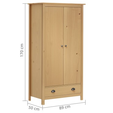 vidaXL Ντουλάπα Hill Δίφυλλη 89x50x170cm Μασίφ Ξύλο Πεύκου 1 τεμ.