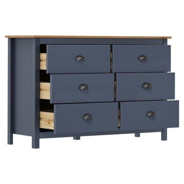vidaXL Μπουφές Hill Γκρι 125x40x80cm από Μασίφ Ξύλο Πεύκου 1 τεμ.