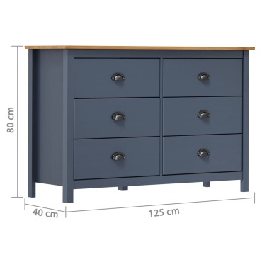 vidaXL Μπουφές Hill Γκρι 125x40x80cm από Μασίφ Ξύλο Πεύκου 1 τεμ.
