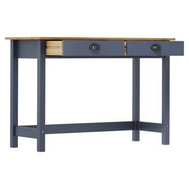 vidaXL Κονσόλα Hill Γκρι 2 Συρτάρια Γκρι 110x45x74cm Μασίφ Ξύλο Πεύκου 1 τεμ.