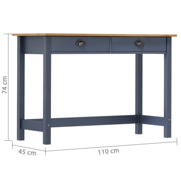 vidaXL Κονσόλα Hill Γκρι 2 Συρτάρια Γκρι 110x45x74cm Μασίφ Ξύλο Πεύκου 1 τεμ.
