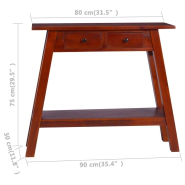vidaXL Τραπέζι Κονσόλα Κλασικό Καφέ 90x30x75cm από Μασίφ Μαόνι 1 τεμ.