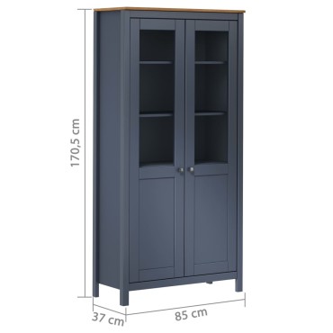 vidaXL Βιτρίνα Hill Γκρι 85x37x170,5cm Ξύλο Πεύκου 1 τεμ.