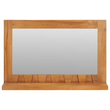 vidaXL Καθρέφτης Τοίχου με Ράφι 60 x 12 x 40 εκ. από Μασίφ Ξύλο Teak