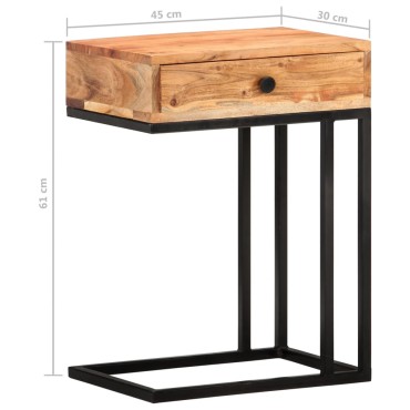vidaXL Τραπεζάκι Βοηθητικό Σχήμα «U» 45x30x61cm Μασίφ Ξύλο Ακακίας 1 τεμ.