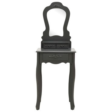 vidaXL Μπουντουάρ με Σκαμπό Γκρι 50x59x136cm από Ξύλο Παυλώνιας 1 τεμ.