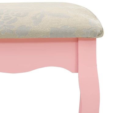 vidaXL Μπουντουάρ με Σκαμπό Ροζ 75x69x140cm Ξύλο Παυλώνιας 1 τεμ.