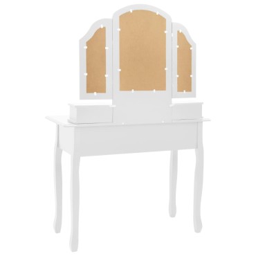 vidaXL Μπουντουάρ με Σκαμπό Λευκό 100x40x146cm Ξύλο Παυλώνιας 1 τεμ.