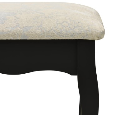 vidaXL Μπουντουάρ με Σκαμπό Μαύρο 100x40x146cm Ξύλο Παυλώνιας 1 τεμ.