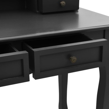 vidaXL Μπουντουάρ με Σκαμπό Μαύρο 100x40x146cm Ξύλο Παυλώνιας 1 τεμ.