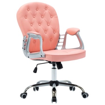 vidaXL Καρέκλα Γραφείου Περιστρεφόμενη Ροζ από Συνθετικό Δέρμα 58x61x(91-101)cm 1 τεμ.