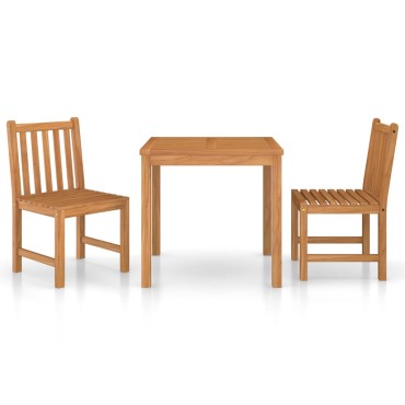 vidaXL Σετ Τραπεζαρίας Κήπου 3 τεμ. από Μασίφ Ξύλο Teak 80x80x77cm