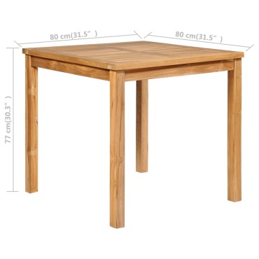 vidaXL Σετ Τραπεζαρίας Κήπου 3 τεμ. από Μασίφ Ξύλο Teak 80x80x77cm
