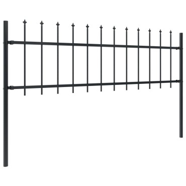vidaXL Κάγκελα Περίφραξης με Λόγχες Μαύρα 11,9x0,6 μ. από Χάλυβα 1190x110cm
