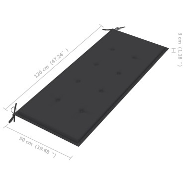 vidaXL Παγκάκι Κήπου από Μπαμπού με Μαξιλάρι 120x55x90cm 1 τεμ.