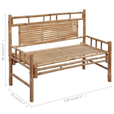 vidaXL Παγκάκι Κήπου από Μπαμπού με Μαξιλάρι 120x55x90cm 1 τεμ.