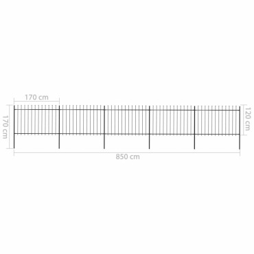 vidaXL Κάγκελα Περίφραξης με Λόγχες Μαύρα 8,5 x 1,2 μ. από Χάλυβα