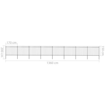 vidaXL Κάγκελα Περίφραξης με Λόγχες Μαύρα 13,6x1,5 μ. από Χάλυβα 1360x200cm