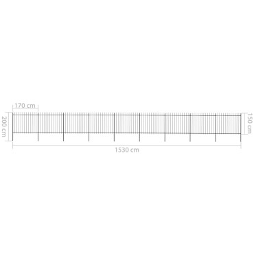 vidaXL Κάγκελα Περίφραξης με Λόγχες Μαύρα 15,3x1,5 μ. από Χάλυβα 1530x200cm