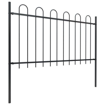 vidaXL Φράχτης Κήπου με Κορυφή από Ατσάλι 671x100cm Μαύρος