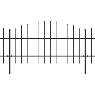 vidaXL Κάγκελα Περίφραξης με Λόγχες Μαύρα (0,75-1)x6,8 μ. Ατσάλινα