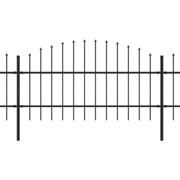 vidaXL Κάγκελα Περίφραξης με Λόγχες Μαύρα (0,75-1)x8,5 μ. Ατσάλινα