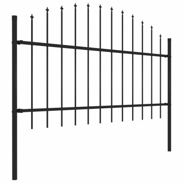 vidaXL Κάγκελα Περίφραξης με Λόγχες Μαύρα (1-1,25)x3,4 μ. Ατσάλινα