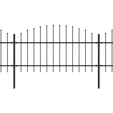 vidaXL Κάγκελα Περίφραξης με Λόγχες Μαύρα (1-1,25) x 11,9 μ. Ατσάλινα