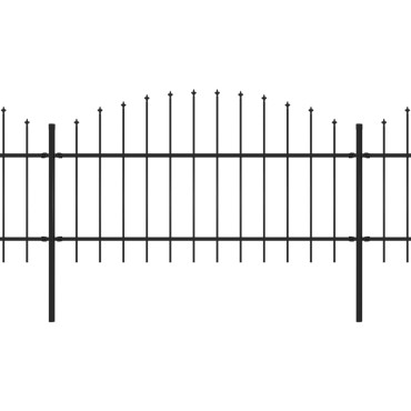 vidaXL Κάγκελα Περίφραξης με Λόγχες Μαύρα (1-1,25) x 13,6 μ. Ατσάλινα