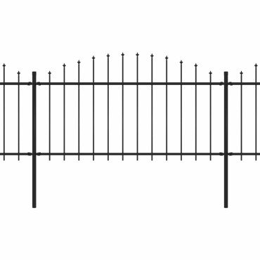 vidaXL Κάγκελα Περίφραξης με Λόγχες Μαύρα (1,25-1,5)x8,5 μ. Ατσάλινα