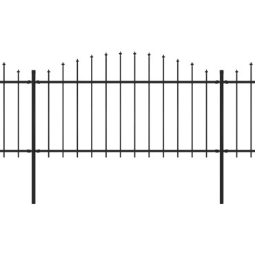 vidaXL Κάγκελα Περίφραξης με Λόγχες Μαύρα (1,25-1,5)x10,2 μ. Ατσάλινα